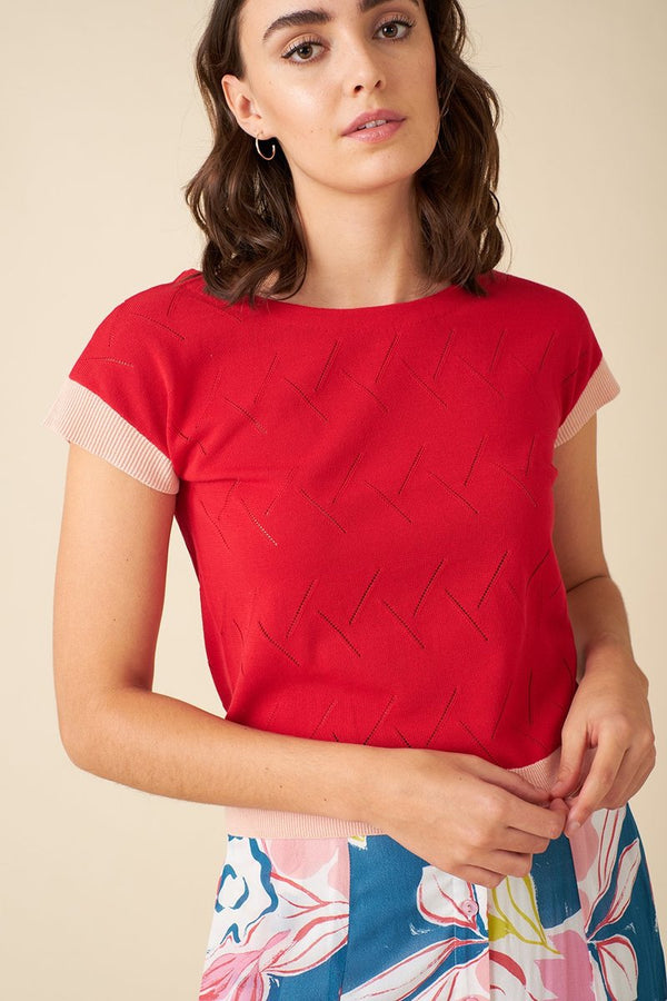 Emily and Fin Willow Knit Top Red
