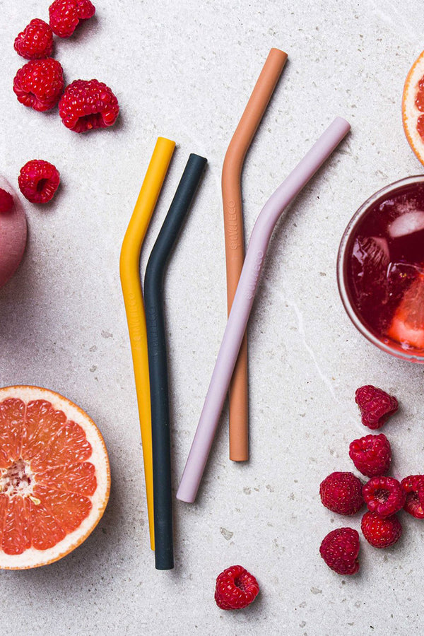 Ever Eco Silicone Straws Bent 4 Pack Golden Hour