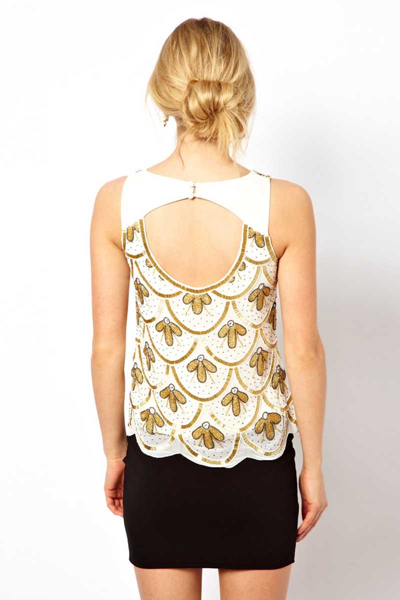Frock and Frill Embellished Gatsby Style Art Deco Vest Top