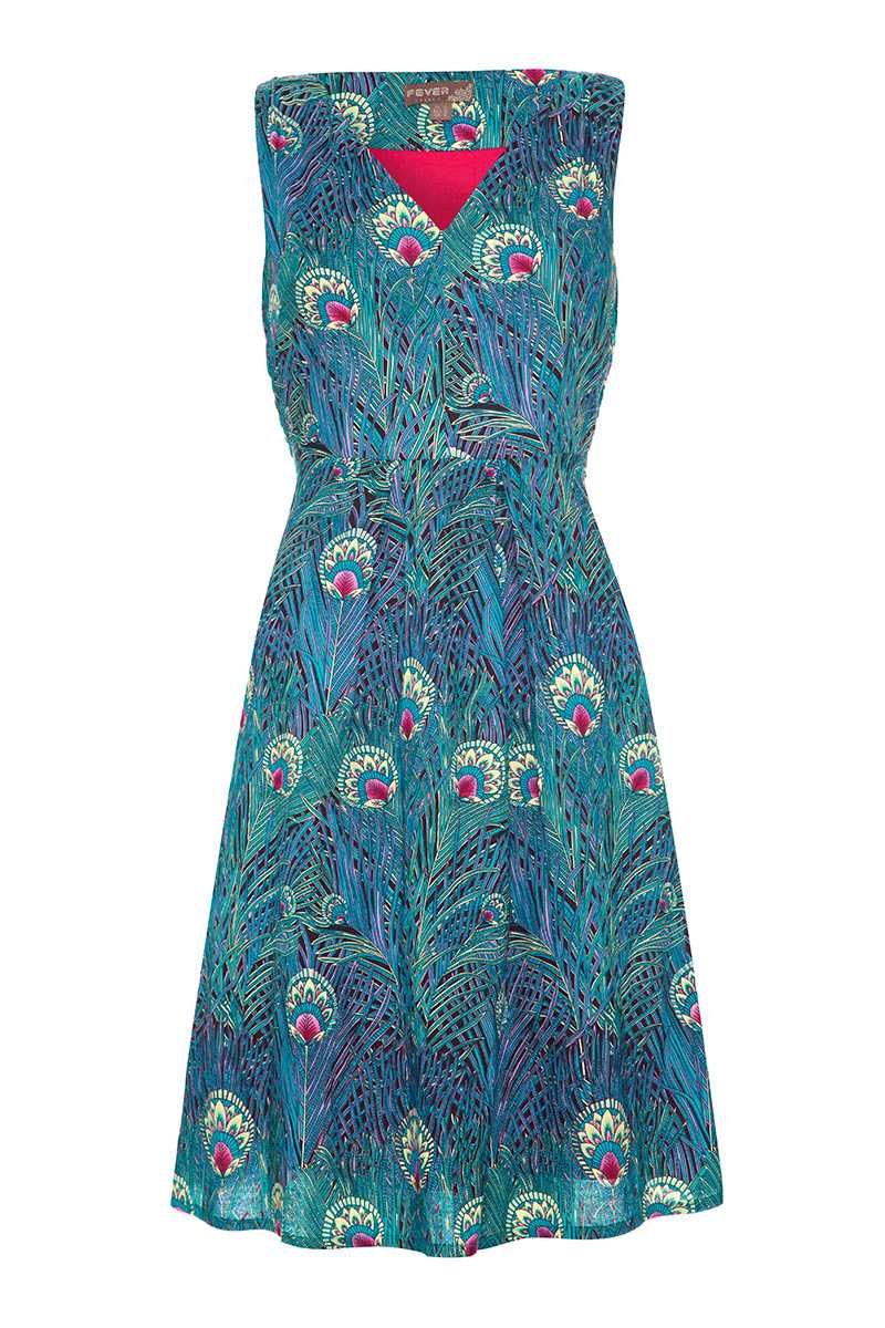 Fever London Arlington 1960s Style Peacock Feather Skater Dress Sample Sale Fever London Arlington 1960s Style Peacock Feather Skater Dress Sample Sale