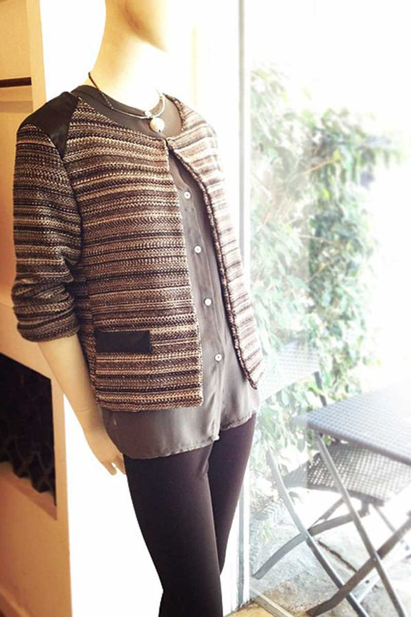 Carola Leather Trim Jacket - Talis Collection
