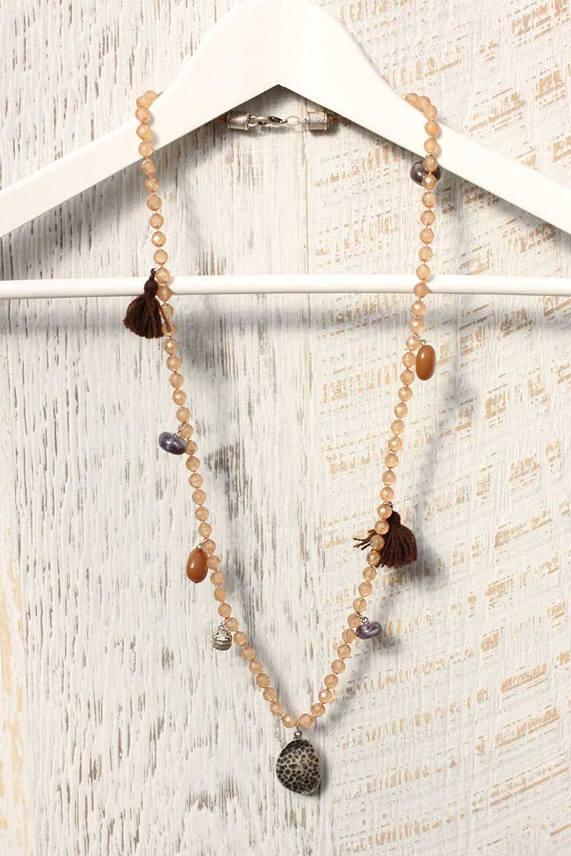 Edita Pompon Long Necklace - Talis Collection