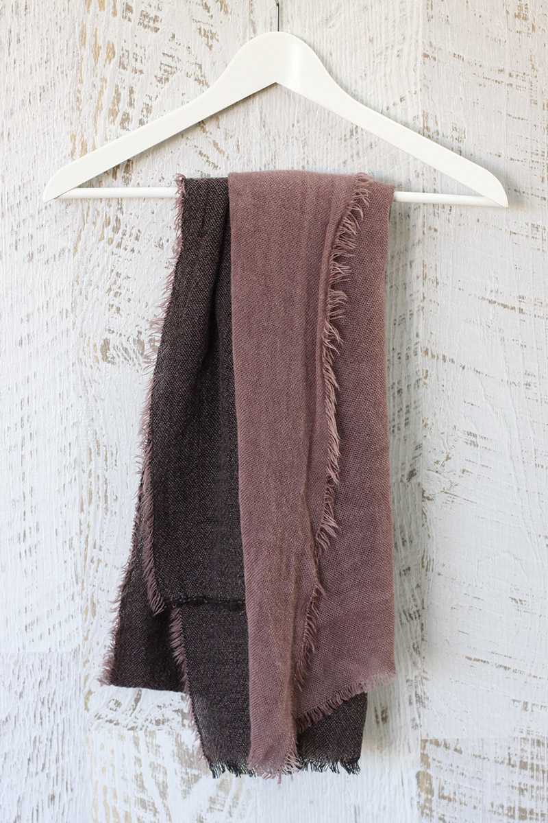 Halle Raw Edge Long Scarf Brown