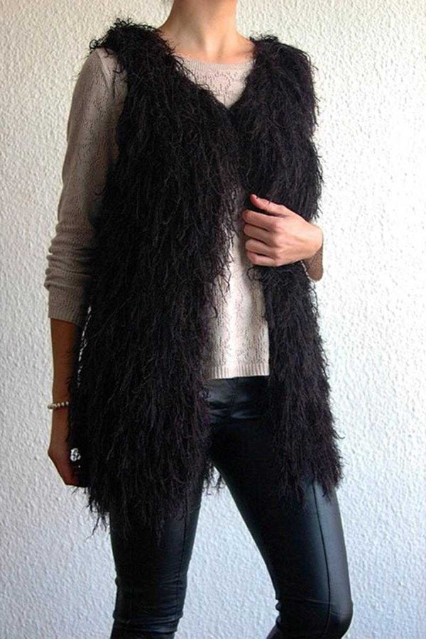 Alba Fur Vest Black - Talis Collection