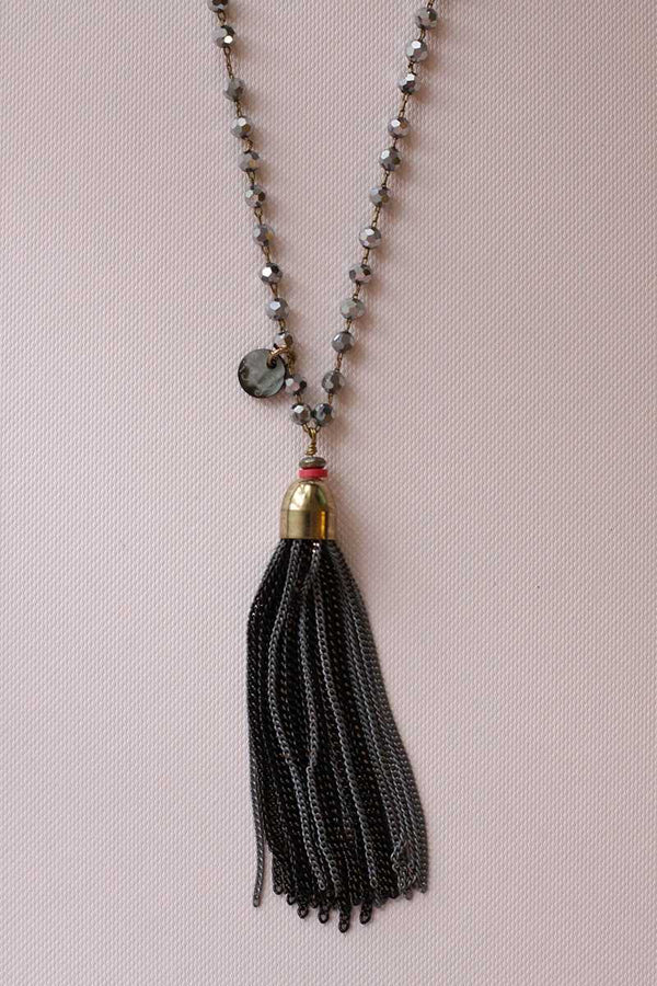 Chain Tassel Long Necklace - Talis Collection
