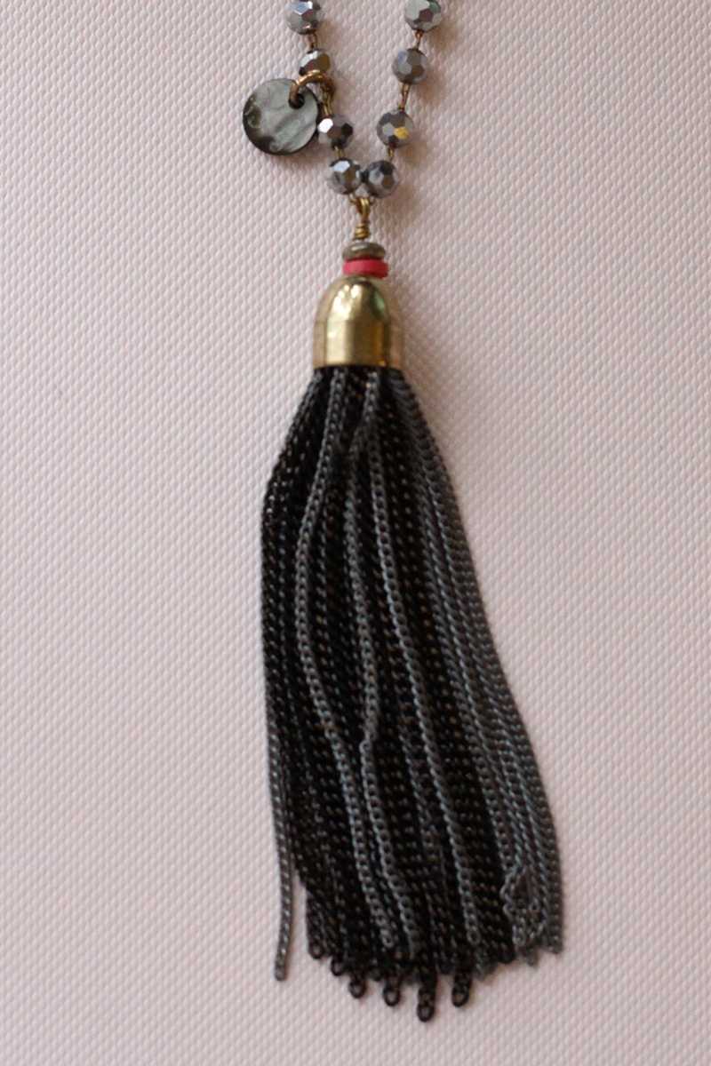 Chain Tassel Long Necklace - Talis Collection