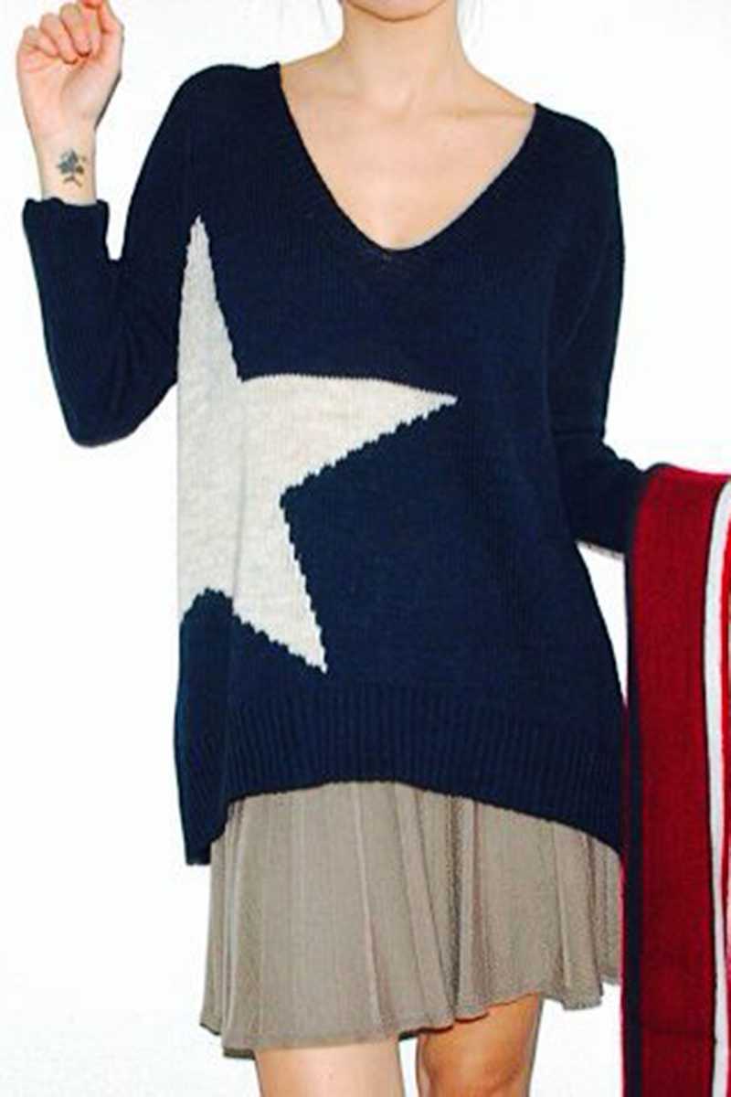 Star Oversized Wool Knit Top