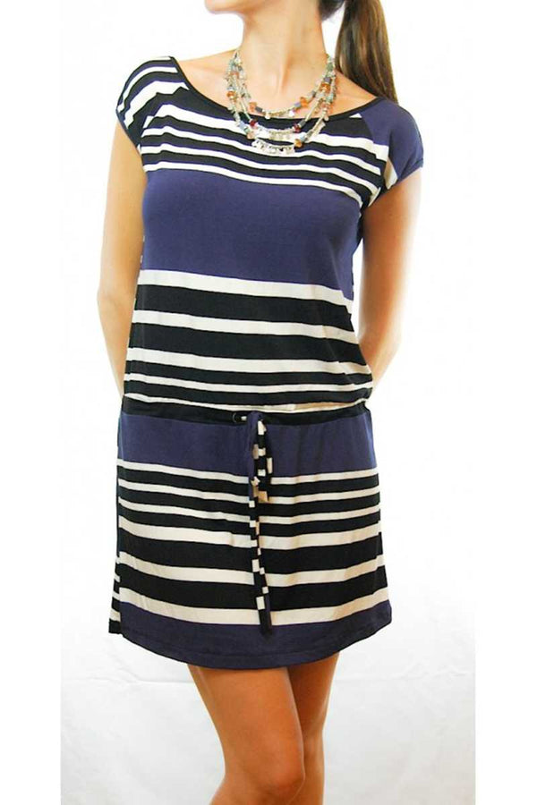 Adela Striped Dress with A Tied Waist - Talis Collection