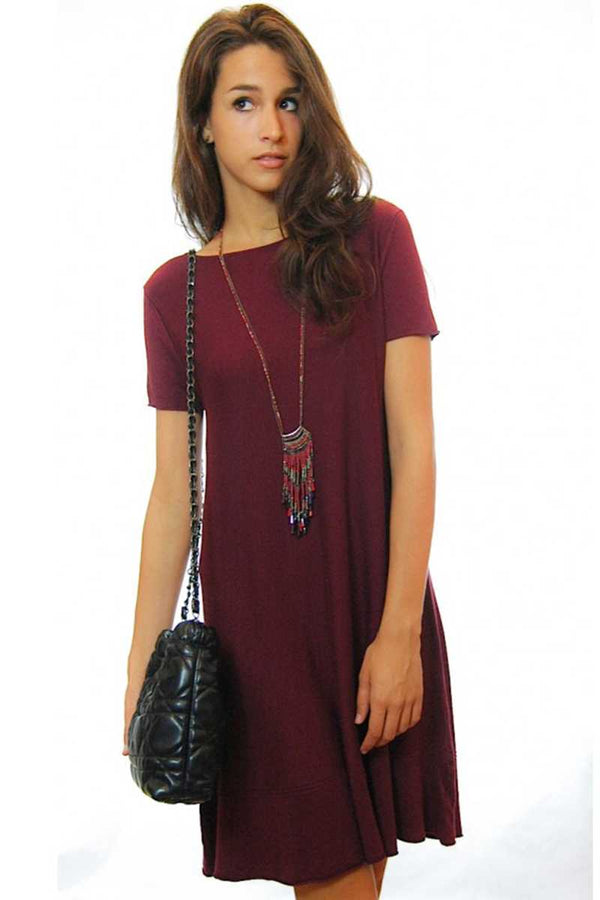 Linda Wool Blend Shift Dress Red Wine