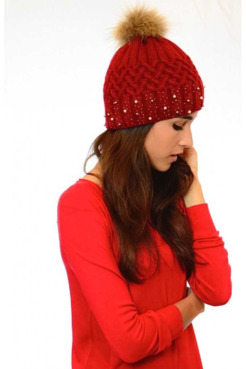 Alessandra Embellished Cable Pom Beanie - Talis Collection
