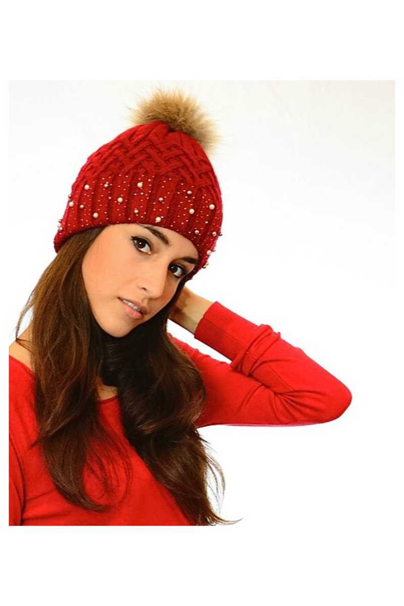 Alessandra Embellished Cable Pom Beanie - Talis Collection