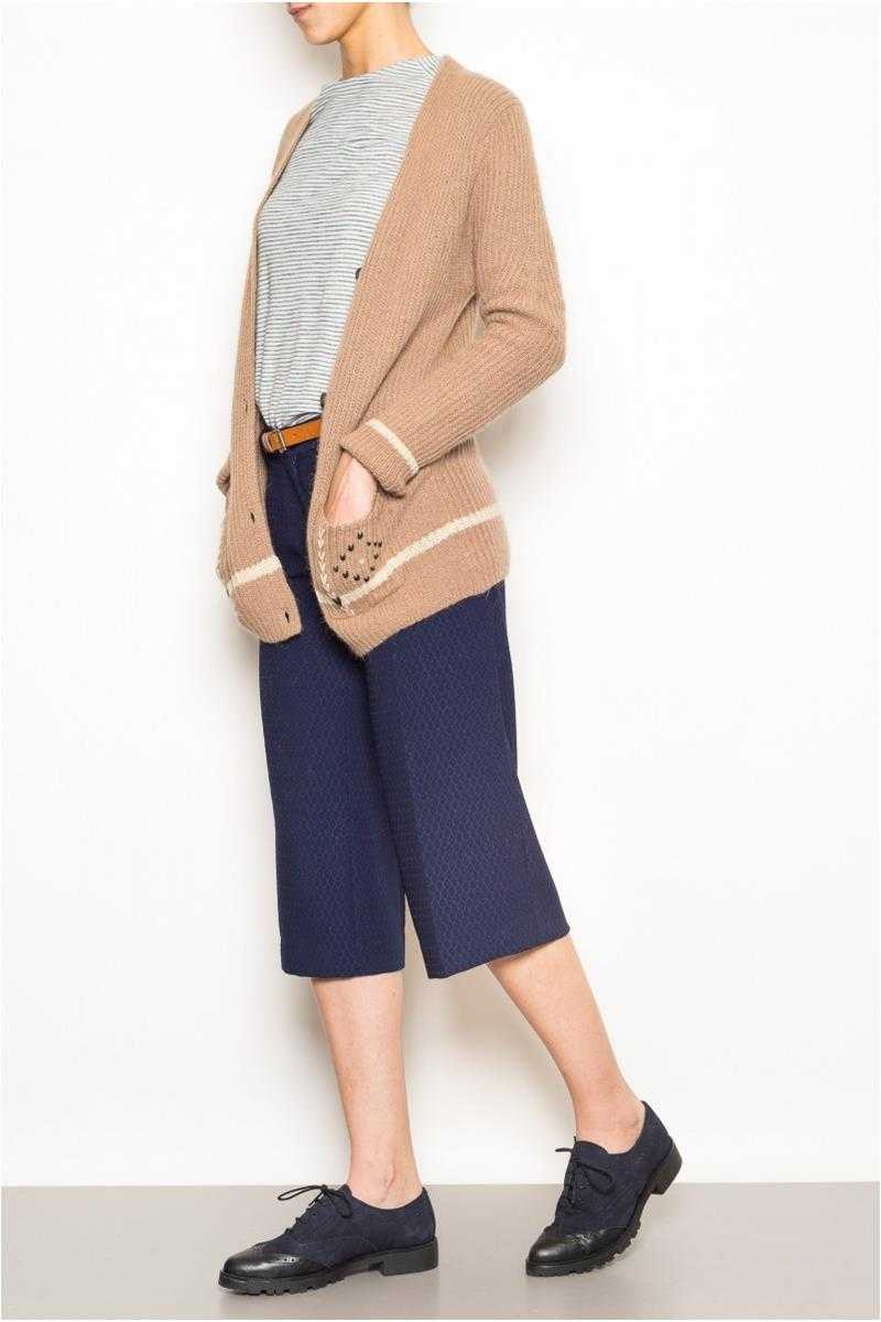 Indi and Cold Wool Blend Cardigan Camel