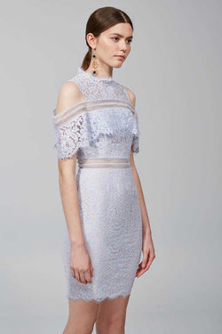 Keepsake Oblivion Lace Mini Dress Pale Blue
