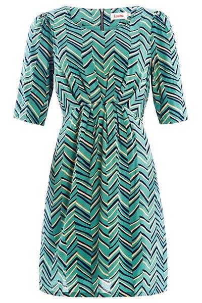 Louche London Lucy Chevron Print Dress Green Louche London Lucy Chevron Print Dress Green
