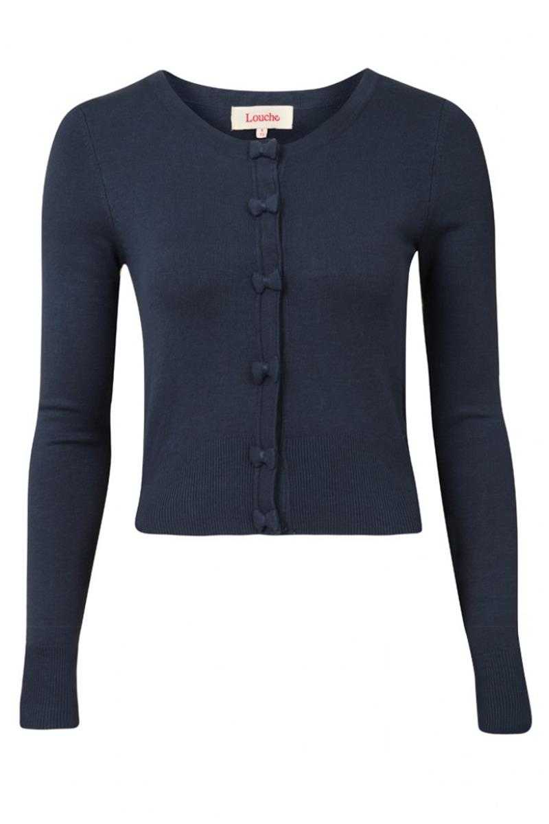 Louche London Ivy Cardi with Bow Navy