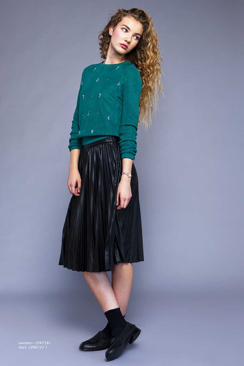 Lucy Paris Tasha Shiny Pleat Skirt