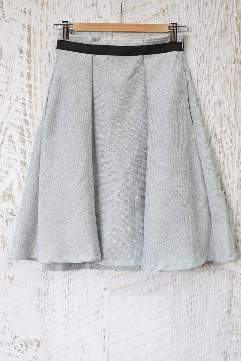 Lucy Paris Pleated Skirt With Ribbon Waist Gray