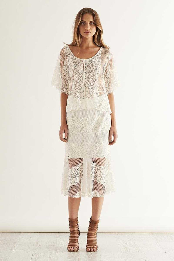 May the Label Let It Be Lace Midi Skirt