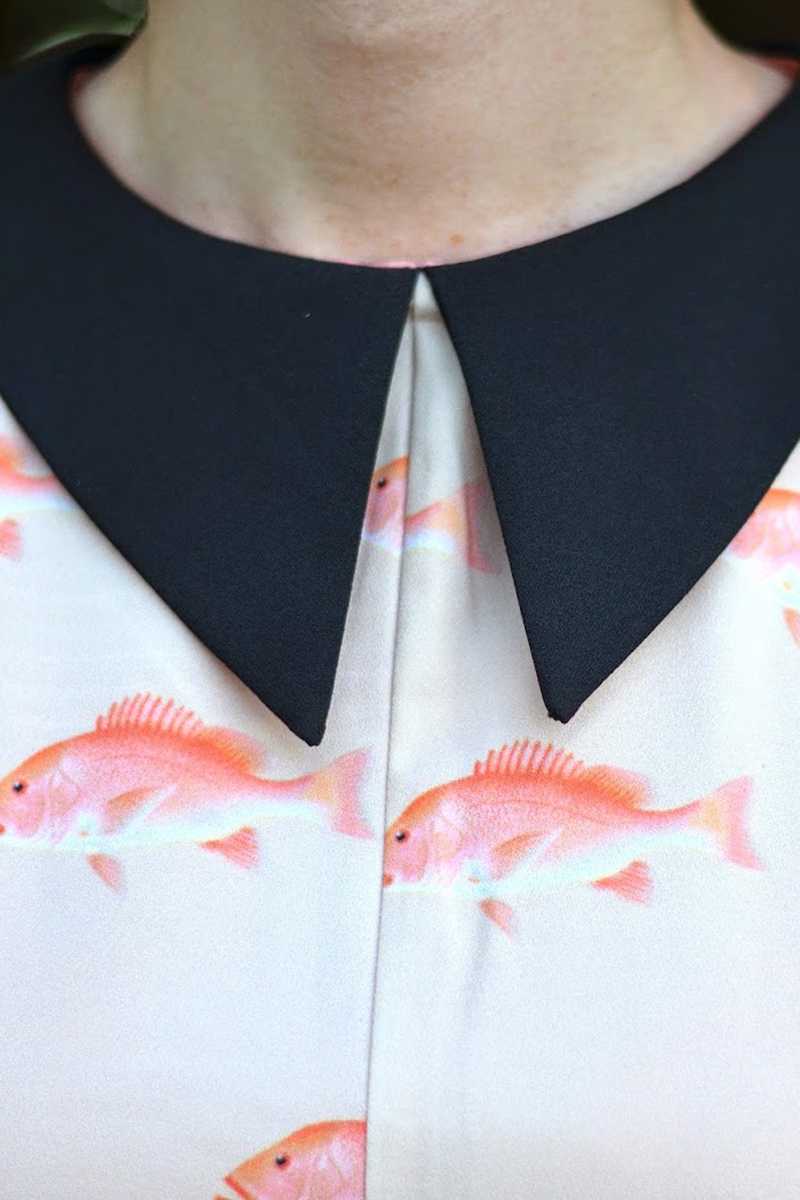 Pepaloves Peplum Hem Fish Print Shift Dress