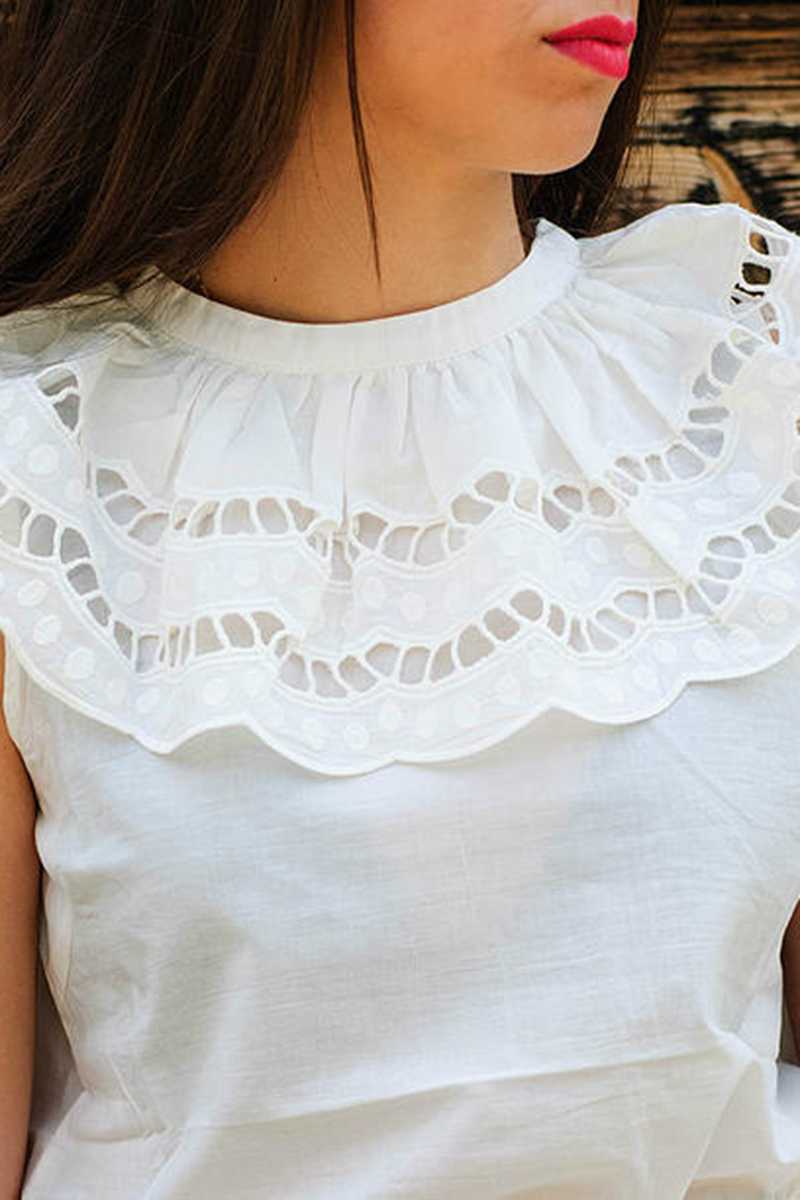 Pepaloves Embroidery Top White