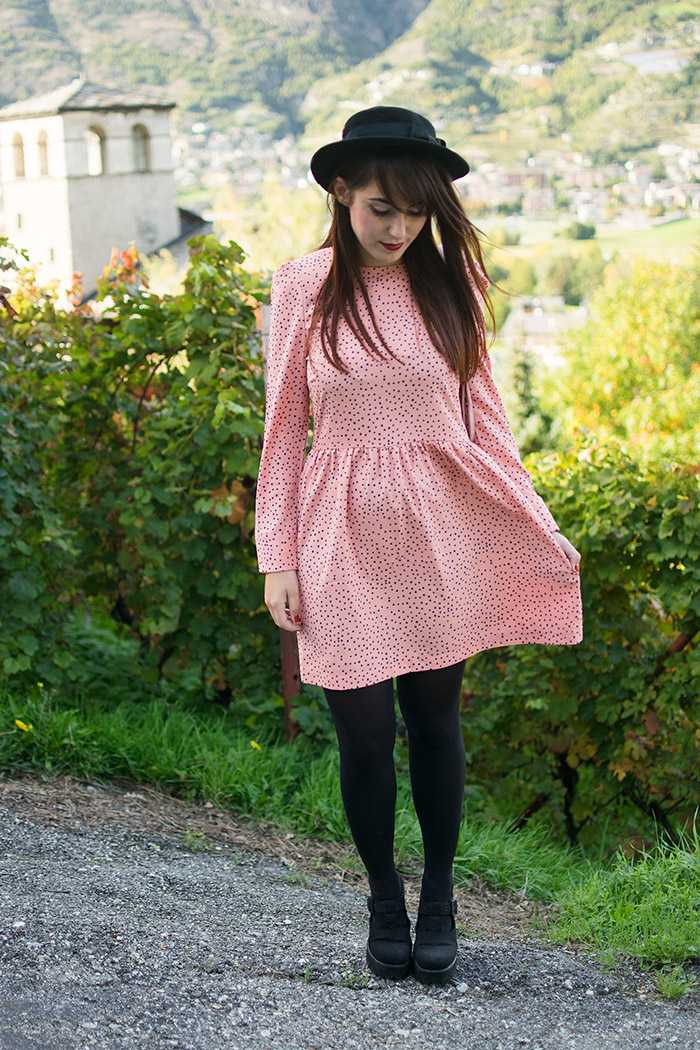 Pepaloves Mariona Dots Salmon Pink Skater Dress