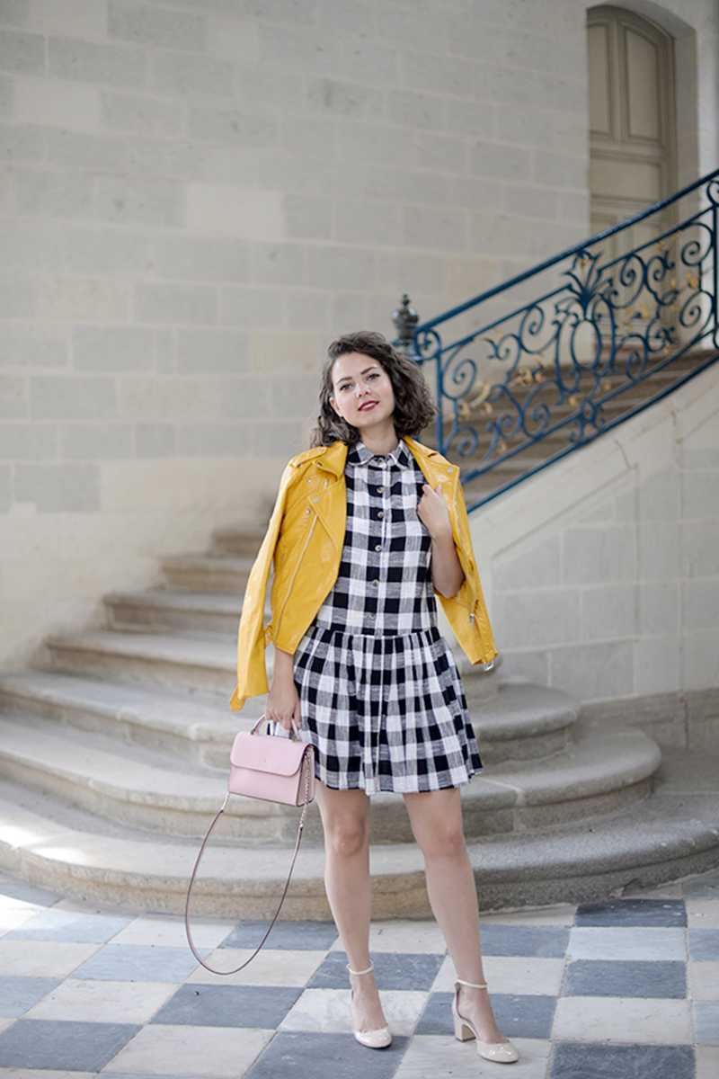 checkered skater dress Long Sleeve Checkered Skater Dress