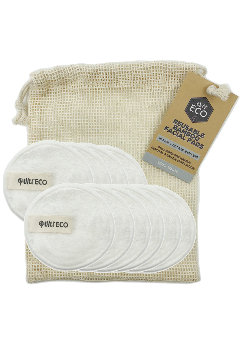 Ever Eco Reusable Bamboo Facial Pads 10 Pack With Wash Bag