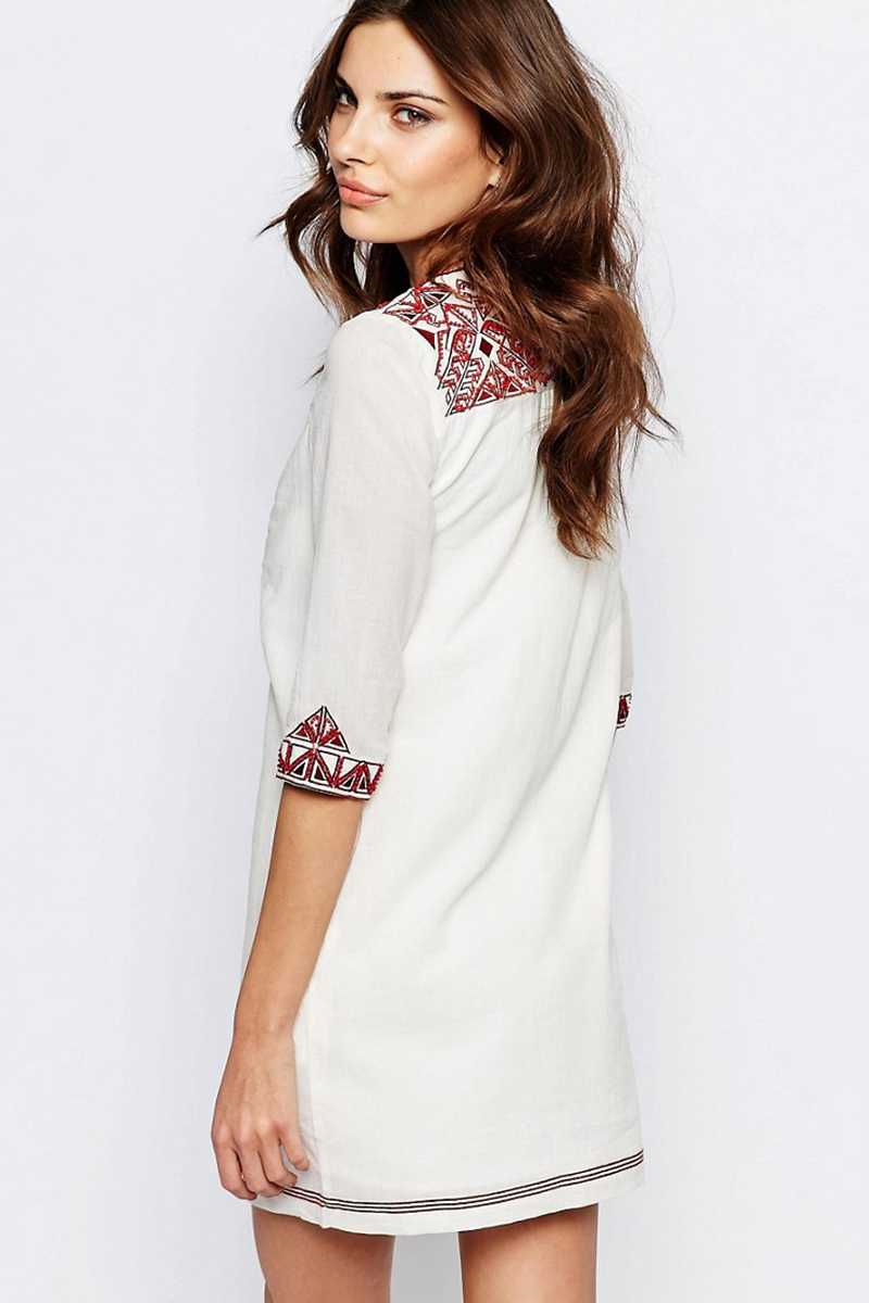 See U Soon Tunic Dress with Embroidered Placket