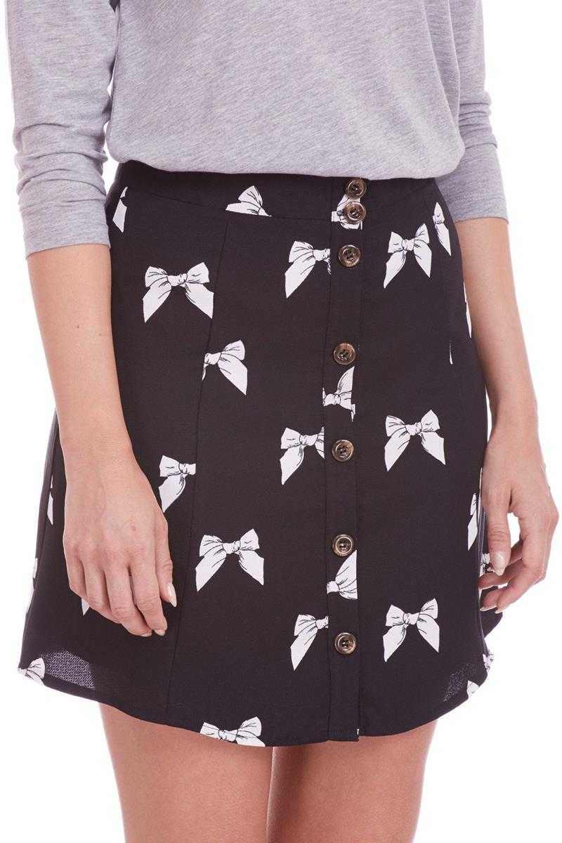 Poppy Lux Elaine Bow Print Skirt
