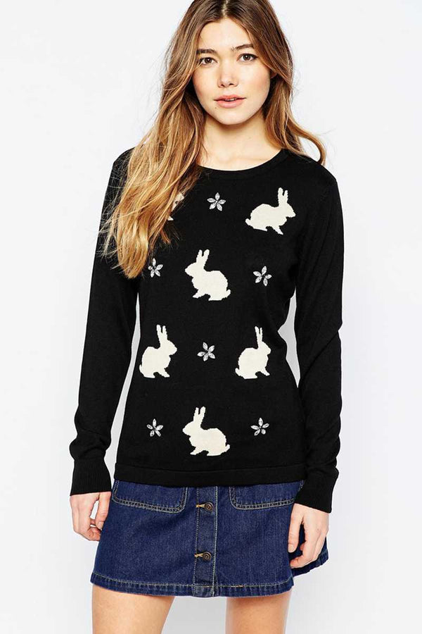 Sugarhill Boutique Sparkle Bunny Sweater Black