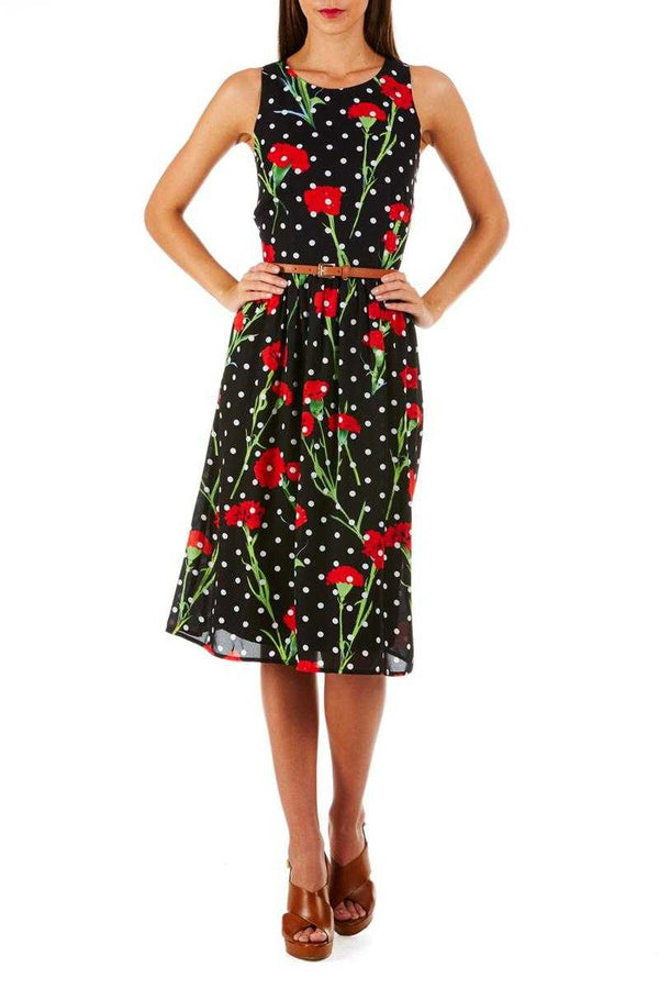 Poppy Lux Geneva Floral Spot Midi Dress