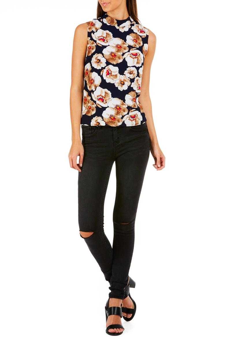 Poppy Lux Denver Pansy High Neck Shell Top