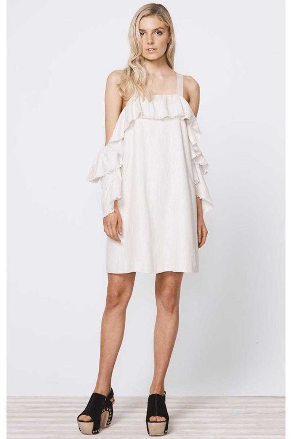 Stevie May Thyme Cold Shoulder Linen Mini Dress