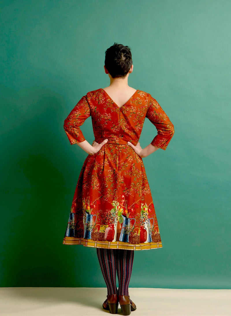 rust winter dress Keep Talking Rust Red Cotton Knit Bodice Short Sleeve Maxi Dress