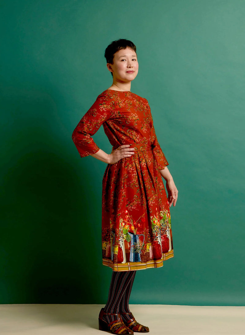 Palava Beatrice Long Sleeve Organic Cotton Dress Rust Winter Berries Palava Beatrice Long Sleeve Organic Cotton Dress Rust Winter Berries
