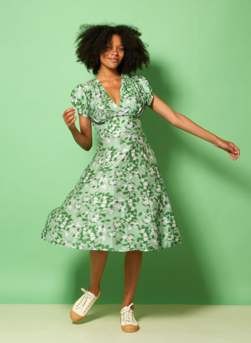 Palava Rita Dress Green Apple Blossom Tencel Palava Rita Dress Green Apple Blossom Tencel