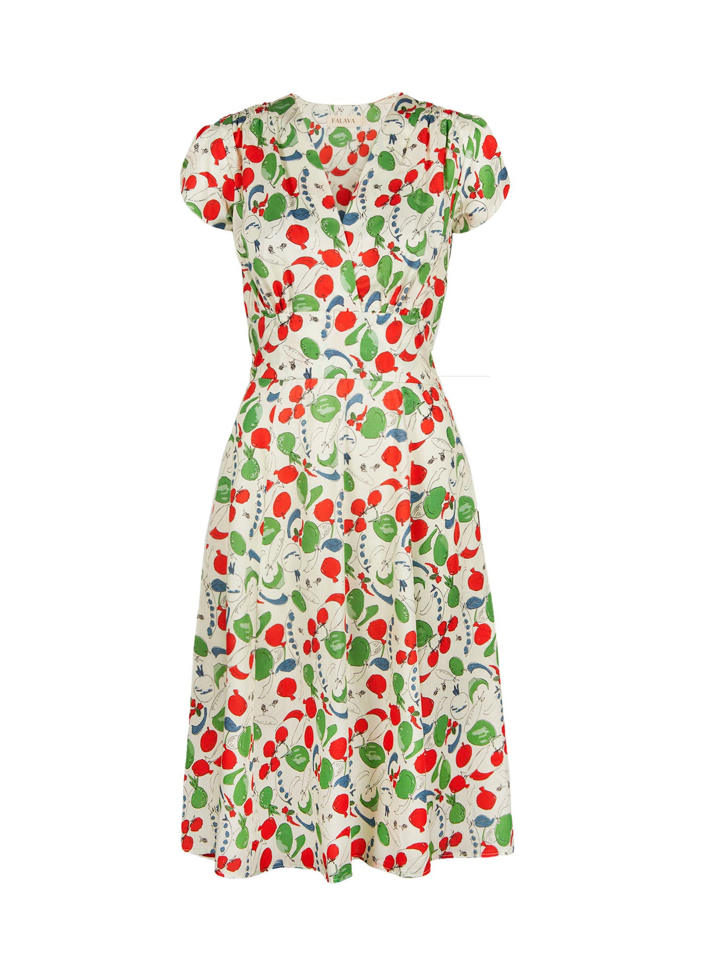 PALAVAパラバRITA DRESS GREEN APPLE BLOSSOM rita-ivorygrowyourown-front-